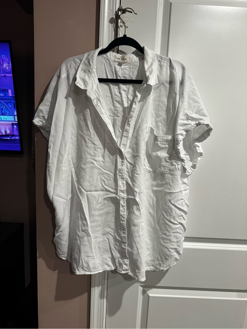 White Short Sleeve Button-Up Shirt